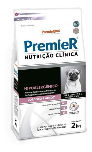 Ração Premier Nutrição Clínica Hipoalergênico Cães Peq 2kg