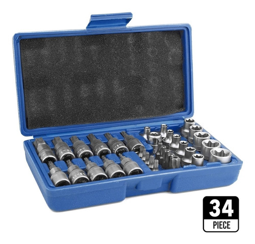 Juego De Puntas Y Copas Torx 34 Piezas Cromo Vanadium. 