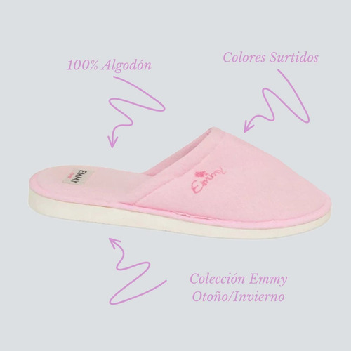 Imagen 3 de 6 de Pantuflas Mujer Invierno Cerradas Dama Emmy Algodón 652