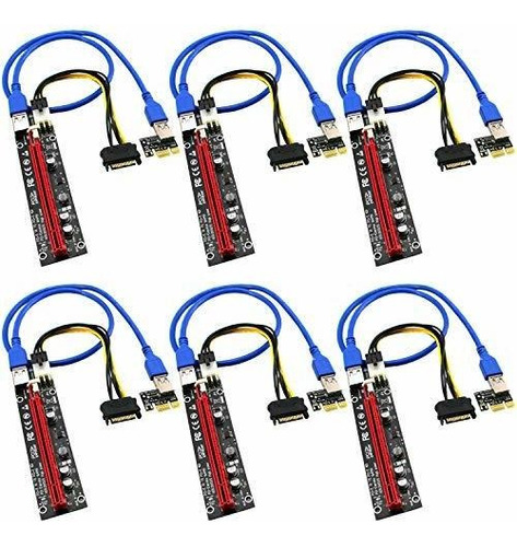 6 Pci-e Riser Ver 006c Cripto Mineria Con Cable Sata Lterive