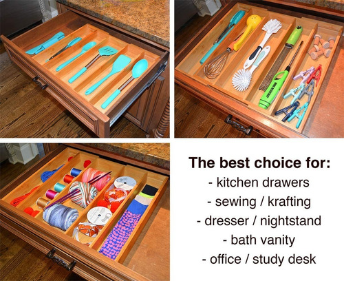 Imagen 7 de 7 de Organizador De Cajones De Cocina De Madera De Bambú