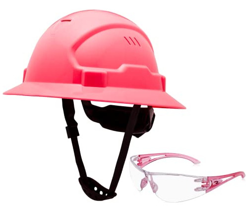 Casco De Construcción De Casco Duro Rosa Osha Aprobado Con V