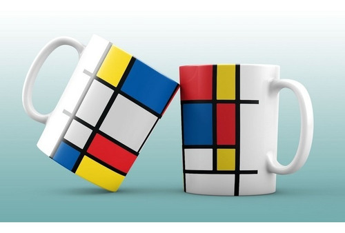 Imagen 1 de 1 de Taza Mug Diseño Mondrian. Art Design. Cerámica Importada