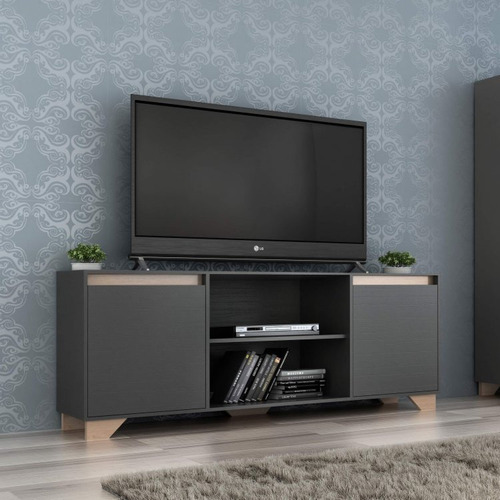 Conjunto Sala De Estar Rack 2 Portas Com Painel Para Tv Até