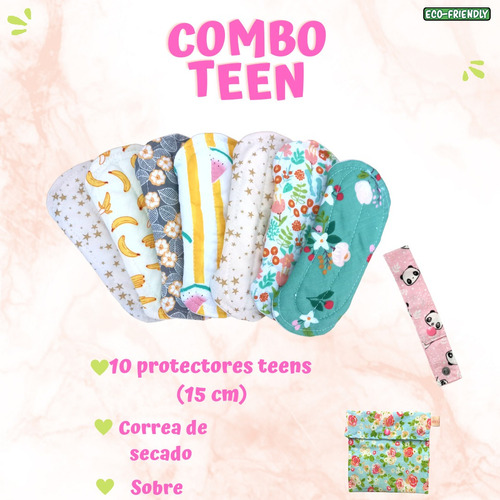 Protectores Teens Combo X10  Tela Reutilizables 15cm