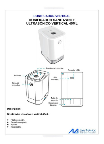 Desinfectante Portatil Automatico Con Sensor
