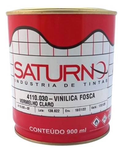 Tinta Vinílica Fosca Vermelhor Claro 900ml Saturno 4110.030