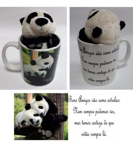 Urso Panda 15cm + Caneca Bom Dia - Presente Amigo Secreto | Parcelamento  sem juros
