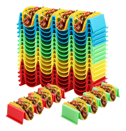 Juego De 16 Soportes Coloridos Para Tacos, Platos De Plstico