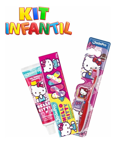 Kit Escova De Dente Infantil Hello Kitty + Pasta De Dentes