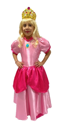 Disfraz Cosplay Princesa Peach Mario Bross - Vestido Niña 