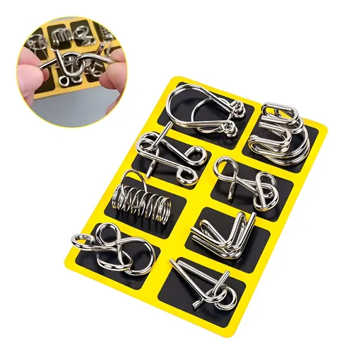 Kit 8 Quebra Cabeça Metal Enigma Desafio Puzzle Divertido