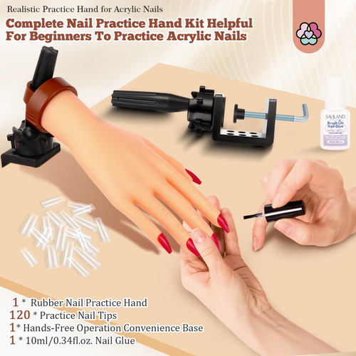 Saviland Mano De Práctica Para Uñas Acrílico, Puntas De Uñas