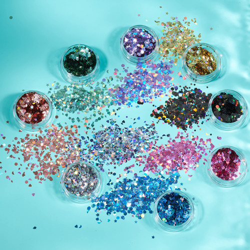 Moon Glitter Shapes Holographic 100% Purpurina Cosmética Par