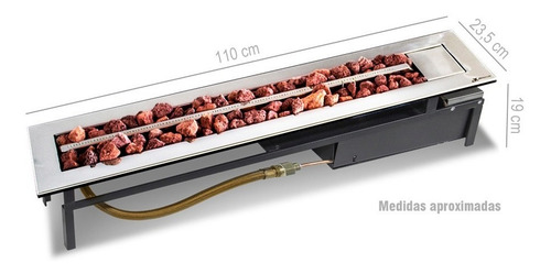 Lareira Gás Inox 304 Aquecedor Ambiente Jx Metais - 110 Cm