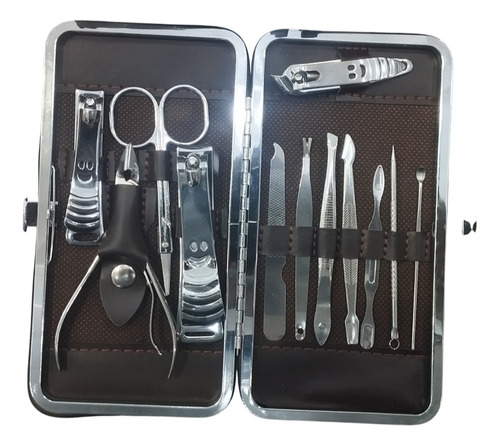 Estuche Kit Manicure Pedicure Acero Inox 12 Piezas