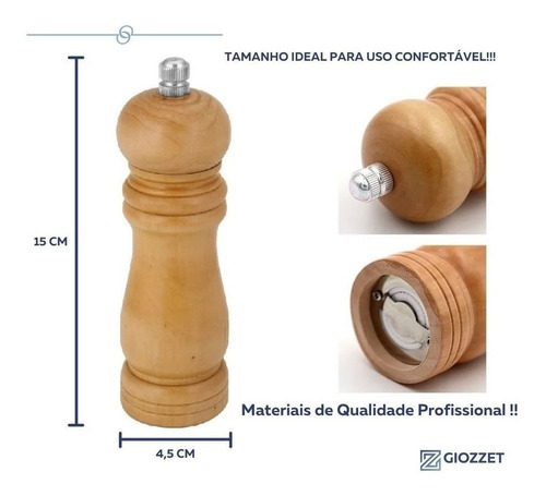 Imagem 5 de 10 de 2 Moedores Pimenta Sal Cozinha Churrasqueira Condimento 15cm