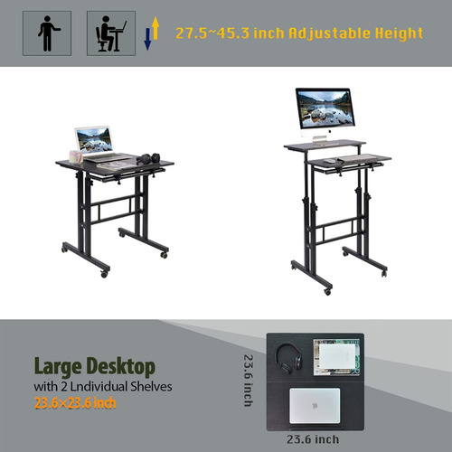 Escritorio Ajustable Con Ruedas Mesa Portátil Para Computado