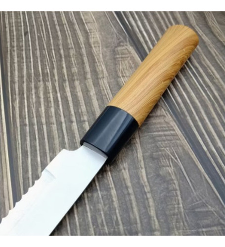 Faca Para Pão Japan Inox Cabo Amadeirado Profissional Kehome Cor Prateado