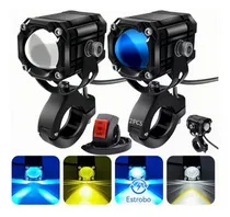 Comprar Par Faros Luces Led Auxiliares 4 Modo Lupa Estrobo Para Moto