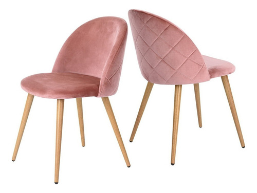 2 Silla De Comedor Pata De Hierro Terciopelo Rosa Zomba