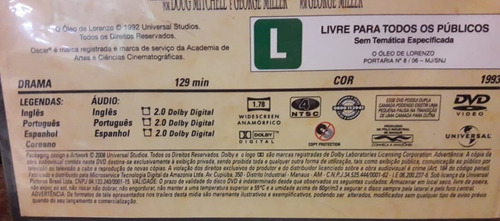 Imagem 4 de 5 de Dvd - O Óleo De Lorenzo - Lacrado