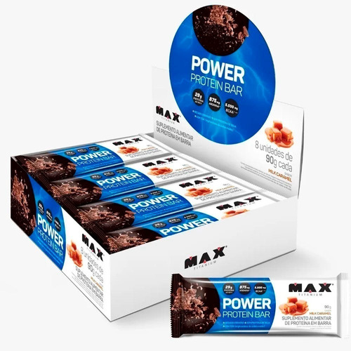  Whey Bar Power Protein Caixa 8 Unidades 90g - Max Titanium 