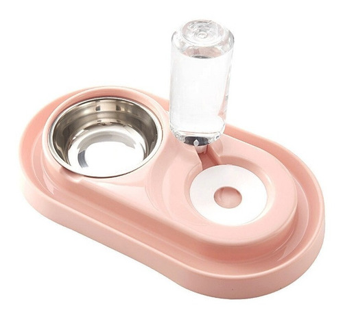Comedero Y Bebedero Con Flotabilidad Perro Y Gato Rosa