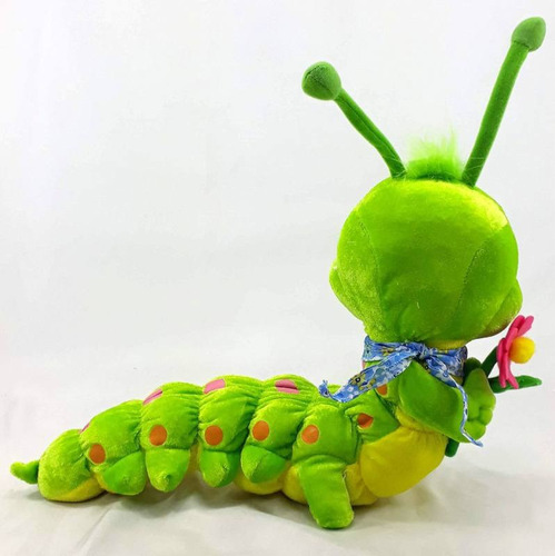 Ciempiés verde con flor verde de 40 cm, hipoalergénico, lavable