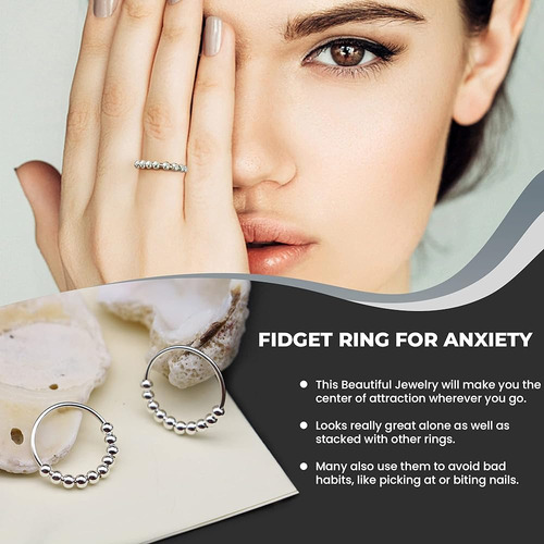 Anillo De Plata De Ley 925 Anti Ansiedad Para Mujer - Fidget