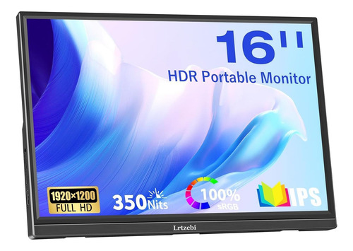 Monitor Portátil Lrtzcbi De 16 Pulgadas, Hdr 1920x1200p Ips