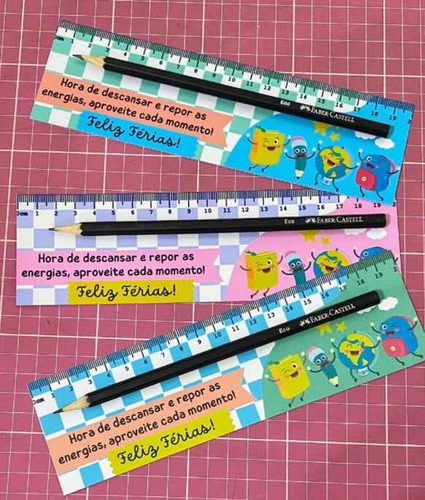 Lembrancinha Escolar Boas Férias- 30 Cards Com Lápis