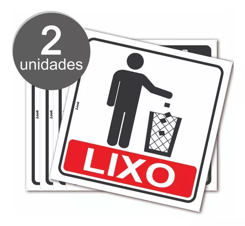 Placa jogue o lixo na lixeira (simb.) 23,5x32,5cm - Zeus do Brasil