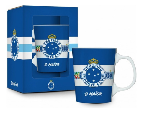 Caneca Porcelana Premium Cruzeiro Azul 280ml Presente