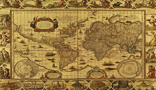 Adesivo Decoração Mapa Mundi Imagem Vintage Planeta Terra