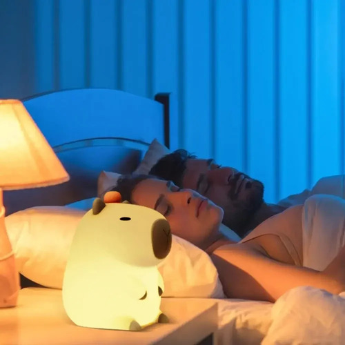 Lámpara De Noche Recargable Touch Silicone Capybara Usb