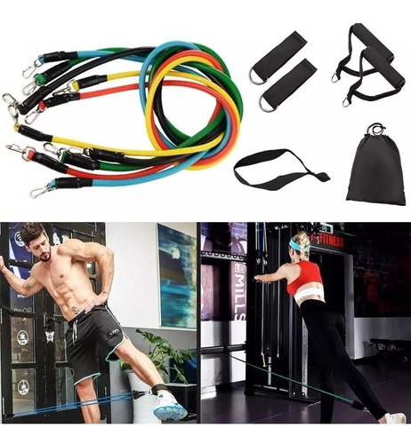 Imagen 5 de 8 de Bandas Elásticas De Resistencia Ejercicios Kit De 11 Piezas