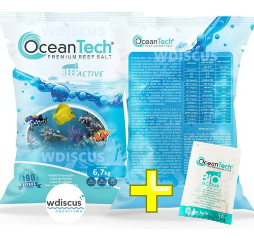 Sal Marinho Ocean Tech Reef Salt 6,7kg C/ Bioactive Brinde