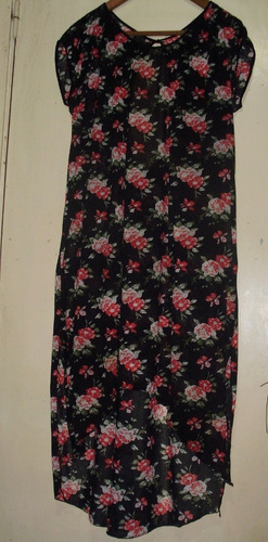 Vestido Talle Grande Negro Con Flores Para Mama 