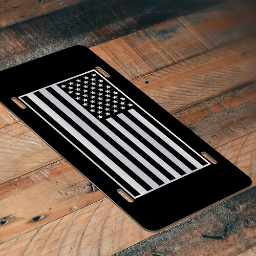 Placa De Matrícula De La Bandera Americana | Aluminio Grabad