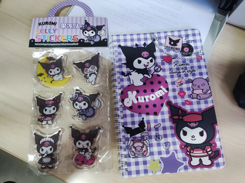 Libreta + Jelly Stickers + Portamina Kuromi