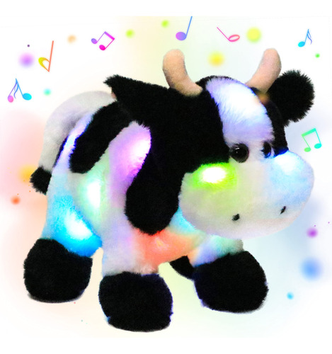 Hopearl Vaca De Peluche Con Luces Led Y Musica, Con Volumen 