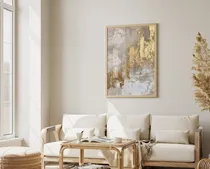 Comprar Cuadro Deco Abstracto Texturas Neutros Y Dorado Kiri 50x70