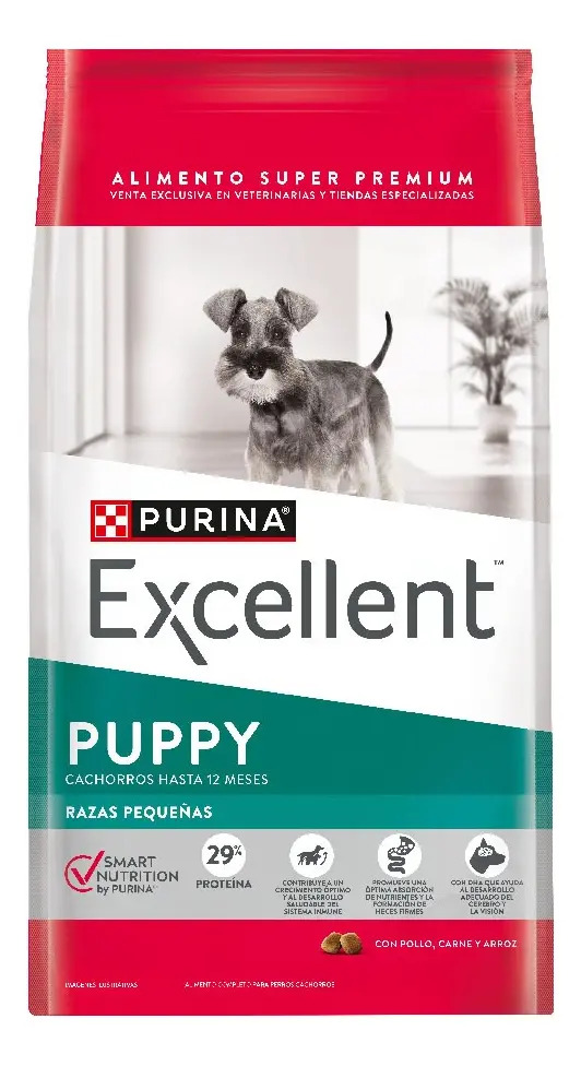 Excellent alimento para perro cachorro de raza pequeña sabor pollo y arroz en bolsa de 15 kg