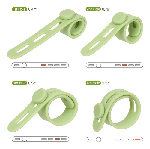 Bridas Reutilizables De Silicona Para Cables Verdes