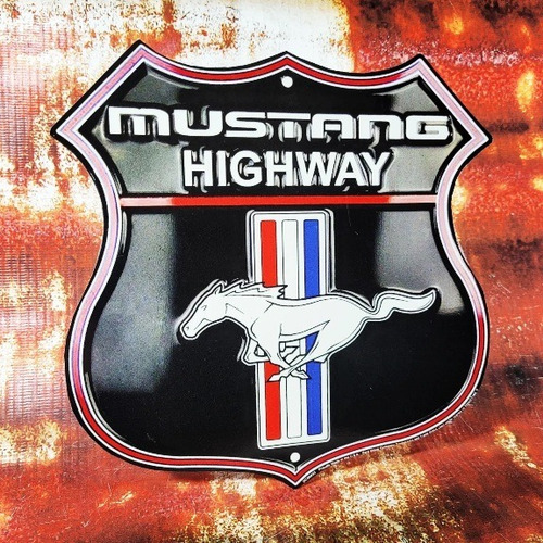 Cartel De Chapa Con Forma Escudo Shield Ford Mustang
