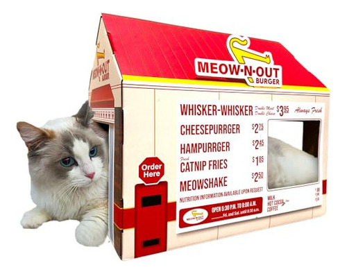 Meow-n-out Burger Parodia De Comida Rápida Casa De Cartón 