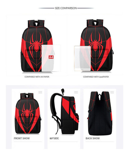 Mochila Con Estampado De Arañas Para Estudiantes De Primaria