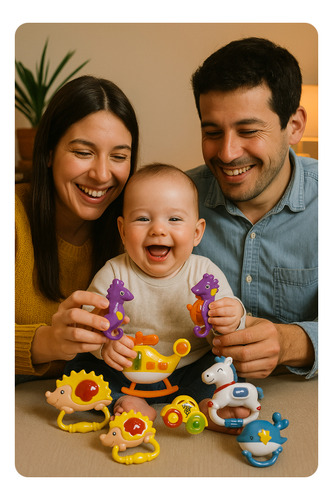 Set Sonajeros Bebé Didácticos 6 Piezas Estimulación +3m Varios