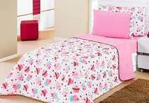 Comprar Kit 4 Peças Solteiro Cobre Leito + Jogo De Lençol Menina Cor Colcha Rosa Cobre Leito Cupcake